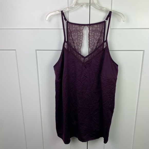 Cacique Size 14 16 1X Satin Silky Sleep Camisole Lace Trim Purple - Picture 2 of 6